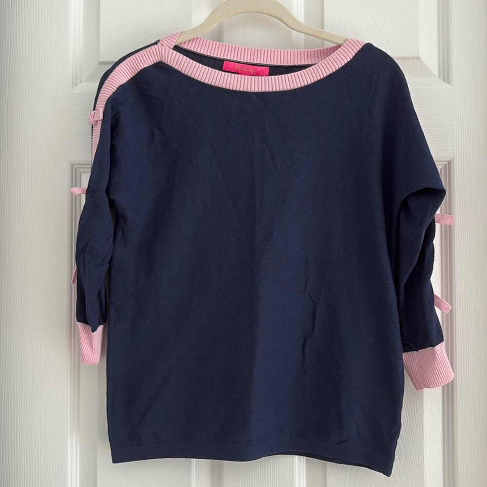 Lilly Pulitzer navy and pink XXS sweater